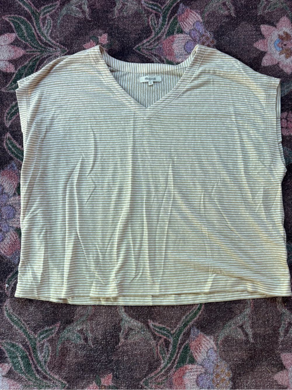 Madewell Women’s Oversized Tank V-neck short sleeve stripe top - XL